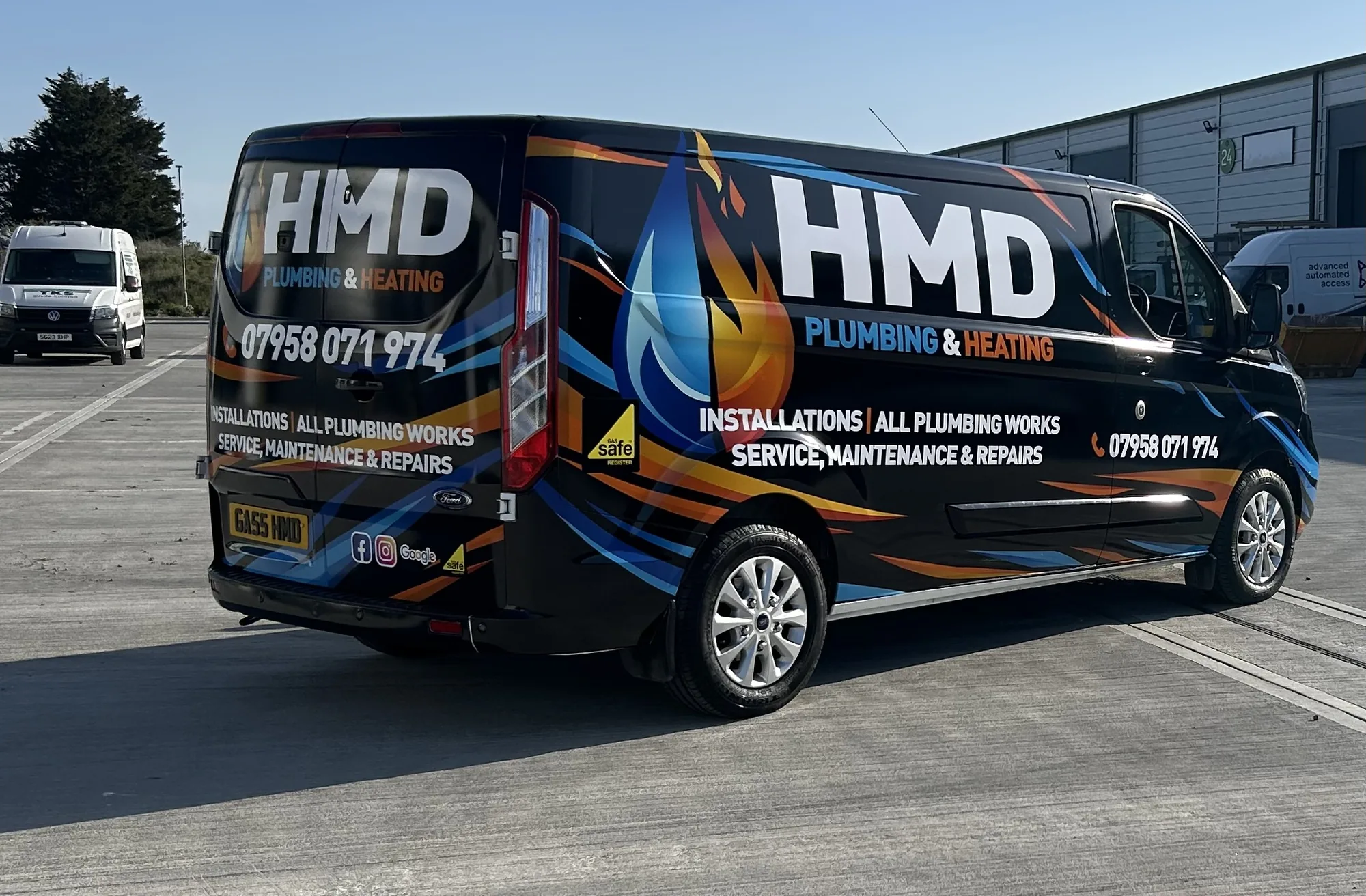 H.M.D Plumbing & Heating branded van